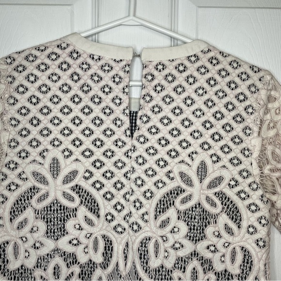 English Factory Lace and Gingham Cropped Blouse Small - Picture 5 of 6